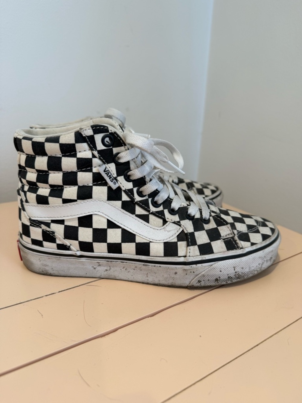 Vans Checkerboard High Top Sneakers - Black & White